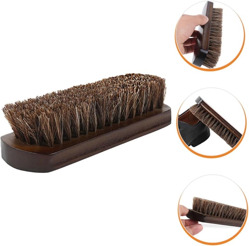 فرشاة تنظيف الجلد من شعر الحصان، فرشاة تلميع خشبية لمجموعة العناية بالأحذية والجزمة - Image 5